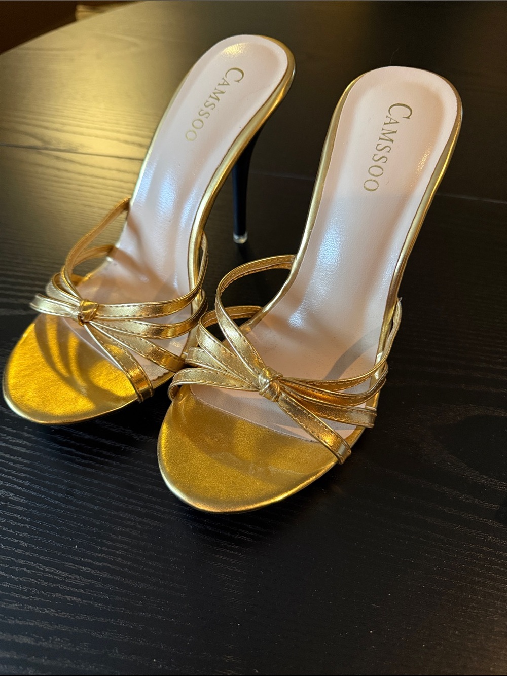 Camssoo strappy heeled Stiletto Mules open toe platform high heels